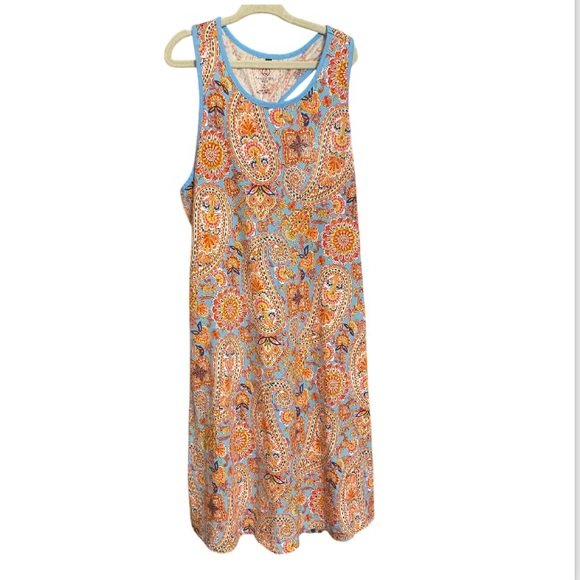 🌸Land’s End Kids Colorful Paisley Sleeveless Dress Size Medium (10/12) - Picture 2 of 7